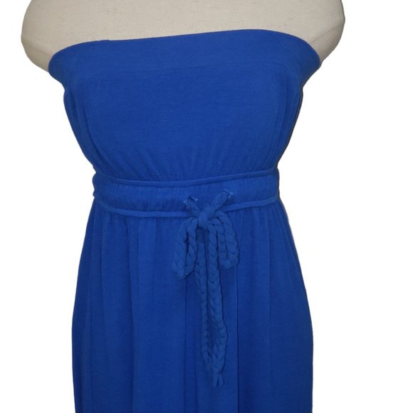 CT525b MKM Designs NWT Strapless Blue Maxi Dress S - Picture 3 of 6